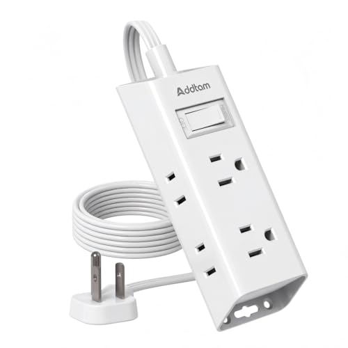 Addtam Flat Plug Power Strip with 6 Outlet Extender, 6 FT Extension Cord Flat Wall Plug with Multiple Outlets, No Surge Protector for Cruise Ship, Travel, Dorm, Home Office, Cruise Essentials, White - color: White, size: 6 Ft