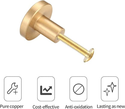 Gold Cabinet Knobs, 4 Pcs Brushed Brass Round Kitchen Cabinet Hardware Pulls Knobs Gold for Dresser Drawer Cupboard Furniture Closet Wardrobe Door Knobs Handles, with Screwdriver, 20x30 mm - size: 30mm/1.18inch (4 Pcs Brass)