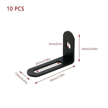 KUMGROT 20 Pcs Heavy Duty Iron Shelf Brackets Black Coated Corner L Bracket for Desk Drawer Cabinet, 1.5" x 0.94" x 0.47" - size: 38mm-20 Pcs, style: L-shaped Brackets