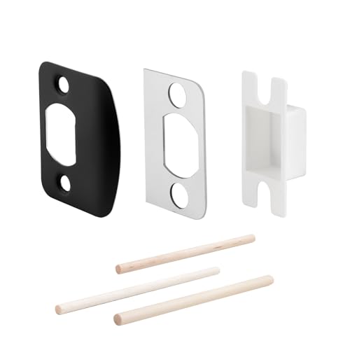 Standard Door Strike Plate with Shim, Door Lock Latch Restorer Spacer, Universal Residential Security Striker, Fix Door Won’t Latch Close (Black) - color: Black, size: 1 Pack