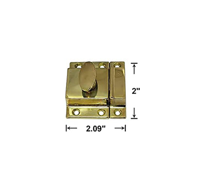 QCAA Traditional Large Oval Turn Cabinet Latch, Solid Brass, 2", for Cupboard & Other Furniture, Polished Brass, 1 Pack, Made in Taiwan - color: Polished Brass, size: 1 Pack