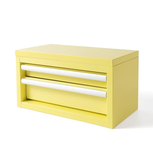 Mini Steel Tool Box with Drawers - Small Tool Chest for Small Item Storage Organizer - Portable Metal Toolbox Organizer with Tool Drawer (mini yellow) - color: mini yellow