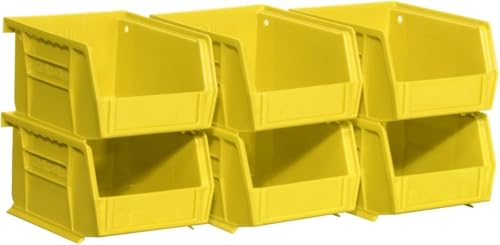 Akro-Mils 30210 AkroBins Plastic Storage Bins, Space-Saving Stackable Bins for Garage, Pantry, Craft Organization, 5" x 4" x 3", Yellow, 6-Pack - color: Yellow, size: 6 Pack
