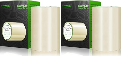 VIVOSUN Greenhouse Repair Tape, 6.3 mil 6" x108' Weatherproof Clear Poly Patch Tape, Heavy Duty Greenhouse Sheeting Coverings Film Tape for Plastic Sheeting and Tents (Pack of 2) - size: 6”x108’ (Pack of 2)