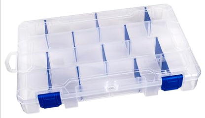Flambeau Outdoors 4007 Tuff Tainer Fishing Tackle Box with Zerust Anti-Rust Dividers - Includes 12 Dividers, 24 Compartments, Clear Fishing Lure Organizer - 11" x 7.25" x 1.75"