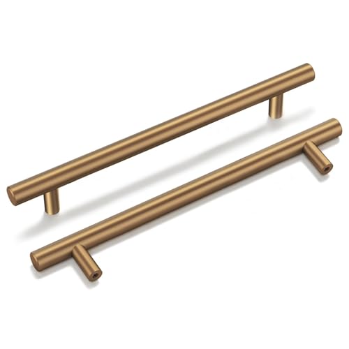 Goldenwarm 5 Pack Champagne Bronze Cabinet Pulls Gold Cabinet Handles 6-1/4 inch(160mm) Champagne Drawer Handles Brushed Bronze Drawer Pulls Kitchen Bathroom Bedroom Dresser Furniture Hardware - color: Champagne Bronze, size: 6-1/4in Hole Centers