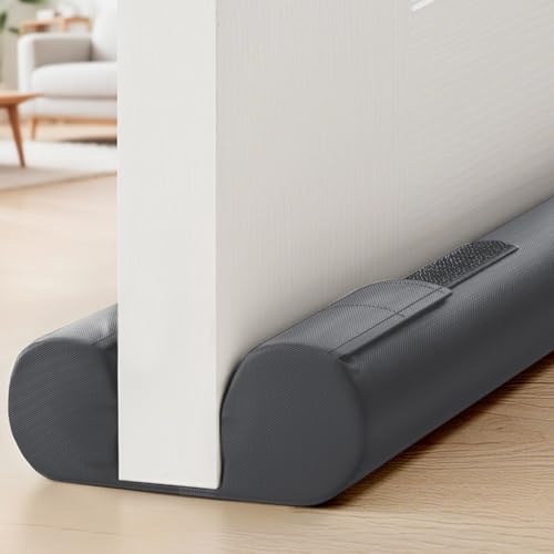 Door Draft Stopper, Draft Stopper for Bottom of Door, 30” Under Door Draft Covers Gap up to 2.36”, Adjustable Door Sweep for Noise, Bugs, Cold Air, Dust, Easy Install Draft Blocker(Grey) - color: Gray, size: 30 inch