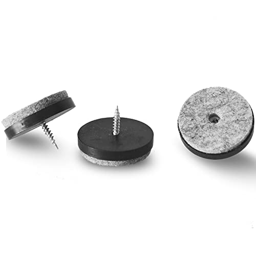 1-1/2 Inch Screw-in Felt Pads - 40pcs Furniture Chair Table Glides Pad Floor Protectors for Wooden Legs Feets, Black - color: Black, size: 1-1/2 Inch