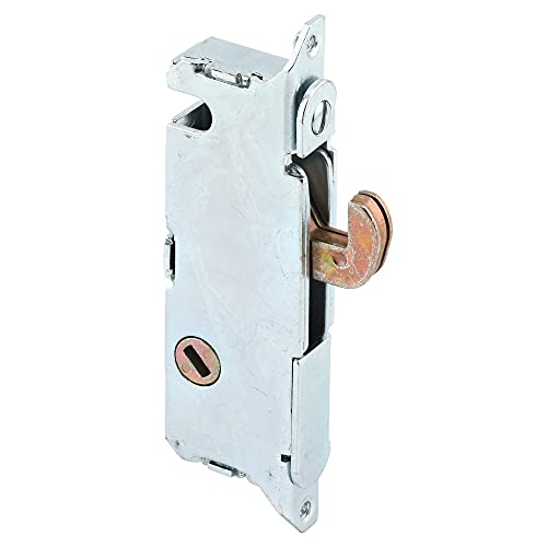 Prime-Line E 2014 Mortise Lock - Adjustable, Spring-Loaded Hook Latch Projection for Sliding Patio Doors Constructed of Wood, Aluminum and Vinyl, 3-11/16 In., 45º Keyway, Round Face (Single Pack) - style: 45 Degree Keyway