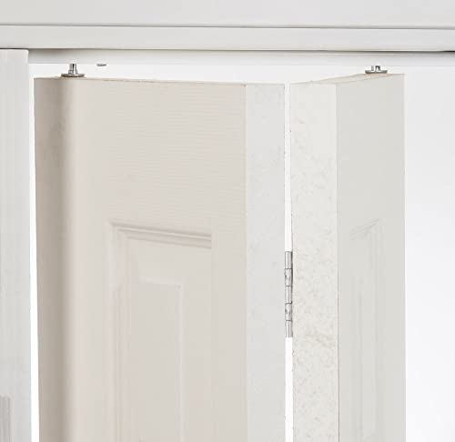 National Hardware N343-723 Complete Double Bifold Door Hardware Set 48 in White Surface Mount for 7/8 in to 1-3/8 in Thick Doors Indoor Use Four-Way Adjustable Easy Installation - size: 48 Inch