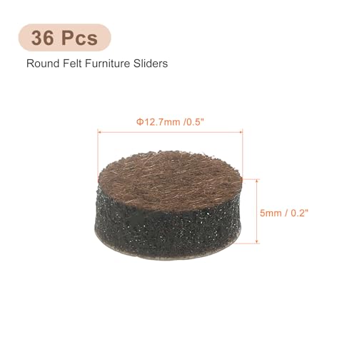 uxcell Furniture Pads, 36Pcs 0.5" - Round Self Adhesive Felt Furniture Pads, Floor Protectors for Furniture Feet Chairs Legs Hardwood Floors (Brown) - size: 0.5"