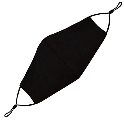 Washable Face Mask with Non-Adjustable Ear Loops & Nose Wire - color: Solid - Black