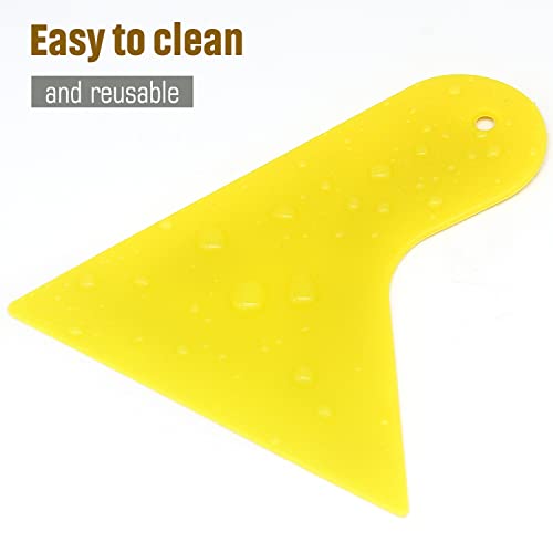 Plastic Putty Knife, 3 PCS 4 Inch Scraper Tool, Flexible Spackle Spreader Smoothing Tool for Paint, Wall Paper Treatment, Windshield, Drywall, Decals, Patching, Painting, Yellow