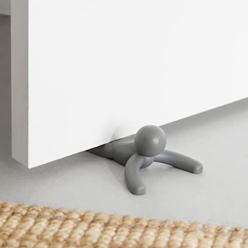 Umbra Buddy Door Stop, Heavy-Duty and Flexible, Soft-Touch Finish, Protects Your Floors, Grey, 2-Pack - style: 2-Pack