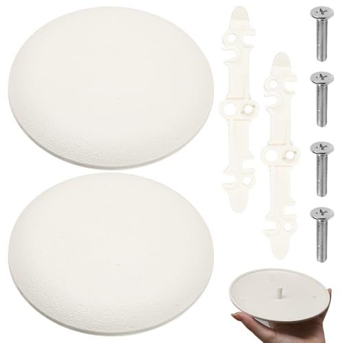 2Pcs CP3540 Ceiling Cover Plate, Round Electrical Box Cover for 3-1/2" to 4" Holes, Paintable White Plastic Hole Plates for Smoker Detector, Living Room & Office
