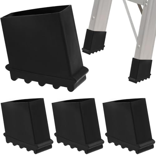 Cabilock 4 Pcs Ladder Feet Covers, Non-Slip Rubber Foot Pads for Step & Extension Ladder, Anti-Skid Cushion Protector Replacement Accessories, Black - color: 1.black