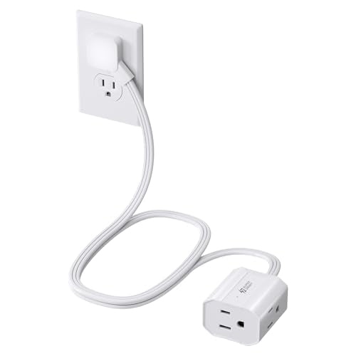 Extension Cord 3ft SUPERDANNY Mini Power Strip Ultra Right Angled Flat Plug for Tight Spaces,Indoor Extension with 3 Outlets,for Office Home Appliances,Non Surge Protector for Travel Cruise,White - color: White, size: 3 FT, style: Extension Cord