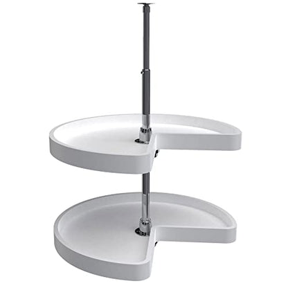 Rev-A-Shelf 24" Kidney Shaped Dual Tier Lazy Susan Organizer for Corner Base Kitchen Cabinets, Plastic Home Storage Shelves, White, 6472-24-11-52 - size: 24 In.