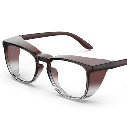 TOREGE Clear Safety Glasses, Upgrade Gradient Safety Goggles Eye Protection With Anti-Fog And Anti-Blue Light Lens, Perfect Alt To Regular Protective Eyewear Glass For Men Women(Gradient Brown) - color: Gradient Brown