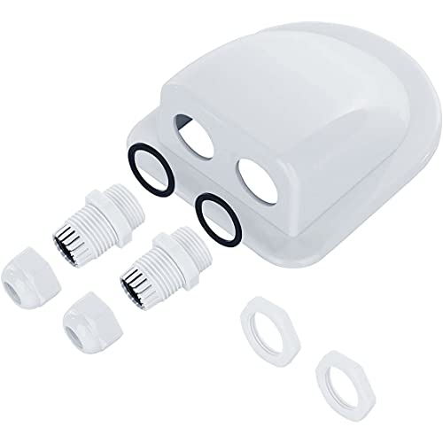 Solar Cable Entry Gland, Waterproof Solar Double Cable Connector Cover Solar Photovoltaic Plastic Bracket Curved ABS Dual Cable Entry Housing for Solar Panels of RV, Caravan Boat