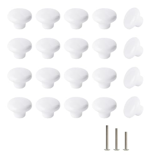 20x White Door Knob Cabinet Retro Round Ceramic Drawer Cupboard Kitchen Dresser Pull Handle Knobs 32mm/1.25" - size: 20 Pack