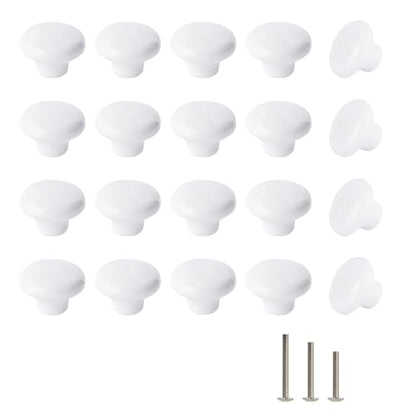 20x White Door Knob Cabinet Retro Round Ceramic Drawer Cupboard Kitchen Dresser Pull Handle Knobs 32mm/1.25" - size: 20 Pack