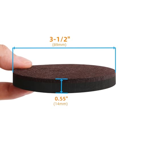 Felt Furniture Sliders for Hardwood Floors - FURNIGEAR 8 PCS 3 ½" Furniture Moving Pads Sliders – Heavy Duty Felt Sliders Chair Leg Floor Protectors - Move Your Furniture Easily & Safety - size: 3 1/2 inch - 8 PCS Brown