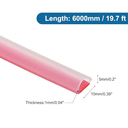 PATIKIL Silicone Weather Stripping Door Seal, 19.7 ft D Shape Weather Stripping Self Adhesive Door Seal Strip for Door Frame, Window Sealing, Large Gap, 25/64" Wx5/128 Tx1/5 H, Clear/Red - size: 19.7 ft Long, 25/64"Wx5/128"Tx1/5"H