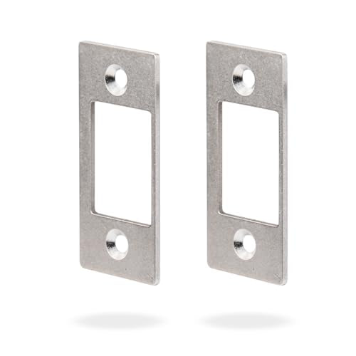Deadbolt Restorer Strike Plates 2 Pack, Narrow-Side and Large Hole to Allow Dead Bolt to Pass Freely, Dead Lock Catcher Strikers (2, Silver) - color: Silver, size: Small: 2-1/4" X 1" (2 Pack)