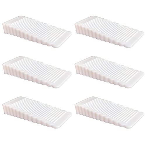 6 Pack White Rubber Door Stopper Wedge Thin and Small Non Slip Plug Discrete Heavy Soft Silicone Door Stops for Indoor Cupboard Shower Kitchen Floor Doorstop - color: White-6pcs