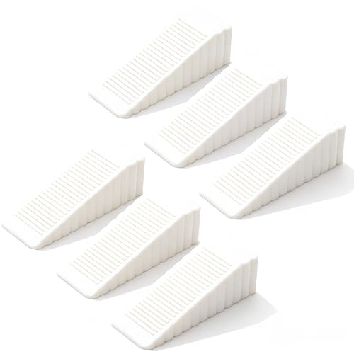 6 Pack Rubber Door Stoppers Wedge, Elfthloo Stops Fits 5-23mm Gaps, Non-Slip Floor & Wall Protector, Doorstops for Bottom of Door, White - color: White, size: 6 Pieces