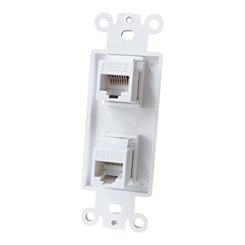 2 Port Ethernet CAT6 Insert Wall Plate White - CAT6 RJ45 Keystone Jack Insert Cover Plate for Midsize/Oversize Wallplate - style: 2CAT6Insert