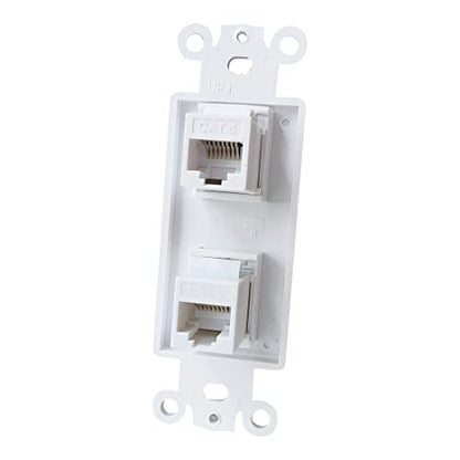 2 Port Ethernet CAT6 Insert Wall Plate White - CAT6 RJ45 Keystone Jack Insert Cover Plate for Midsize/Oversize Wallplate - style: 2CAT6Insert