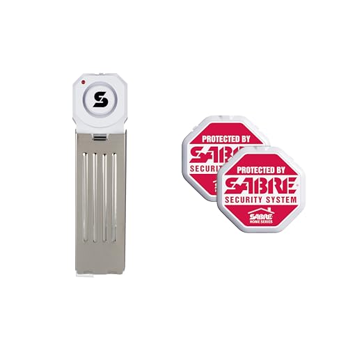 Sabre 120 dB Wedge Door Stop Security Alarm, Extremely Loud Wireless Siren Audible Up to 1,500 Ft., Non-Skid Pad, Compact Alarm Great for Home, Travel, Apartment or Dorm - color: White/Red