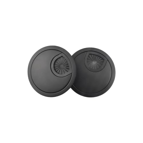 HAHIYO 2Pcs 2.4Inch/60mm Black Zinc Alloy Desk Grommet Wire Grommet Cable Management Cord Hole Cover Desk Wire Hole Insert Wire Organizer for Computer Office Home School Equipment Systems - color: Black, size: Metal-2.4in-Black-2P