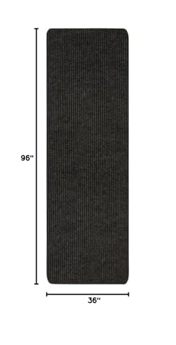 Mohawk Home Utility Runner Floor Mat Black 3' X 8' All Weather Indoor/Outdoor Non Slip Perfect for Garage, Entryway, Porch, and Laundry Room