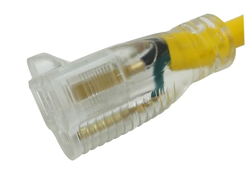 Southwire Heavy Duty Extension Cord, 25Ft, 12 Gauge, 3 Conductor, High Visibility Outdoor Cord, Lighted End, SJTW, Yellow, 25878802