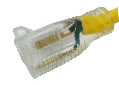 Southwire Heavy Duty Extension Cord, 25Ft, 12 Gauge, 3 Conductor, High Visibility Outdoor Cord, Lighted End, SJTW, Yellow, 25878802