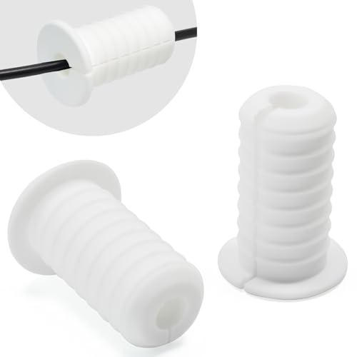 2 PCS Starlink Wall Grommets Kit 3/4" Silicone Wall Bushing-Waterproof Drywall Tv Cord Pass Through Split No-Slip Cable Grommet for Starlink Dishy Ethernet Cables Router Adapter,(White 1-1/2" Height) - color: White Screw-In-2, size: DH 3/4" HT 1-1/2"