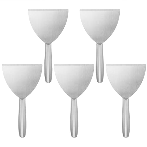 5 Pack 5 Inch Putty Knife Scraper, Putty Knife Set, Stainless Steel Putty Knife, Wallpaper Scraper Paint Scraper Tool for Spreading Drywall Spackle, Plasterboard Mud, Scraping Paint, by GENHAKON.