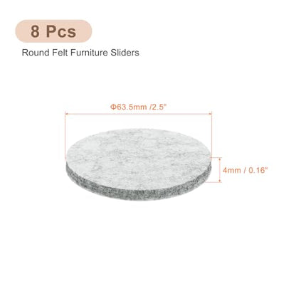 uxcell Furniture Pads, 8Pcs 2.5" - Round Self Adhesive Felt Furniture Pads, Floor Protectors for Furniture Feet Chairs Legs Hardwood Floors (Gray) - size: 2.5"