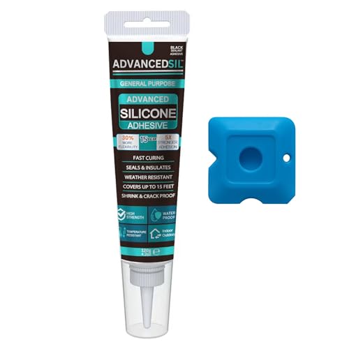 Black Silicone Sealant & Caulk Tube with Finishing Tool – Weatherproof, Flexible, Strong Adhesion for Bathroom, Roof, Window, and Automotive Sealing - color: JET BLACK