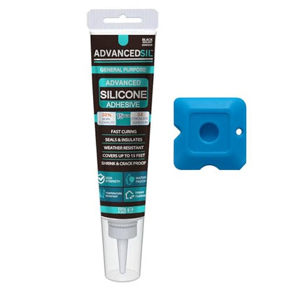 Black Silicone Sealant & Caulk Tube with Finishing Tool – Weatherproof, Flexible, Strong Adhesion for Bathroom, Roof, Window, and Automotive Sealing - color: JET BLACK