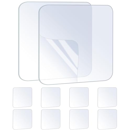 ZOMPAGO 10PCS Premium Double Sided Mounting Squares Clear Tape,Heavy Duty Adhesive Pads for Pictures,Poster Hanging Strips - Strong Sticky Tack,Waterproof Adhesive for Shower,Wall Patch,Sticky Pads - color: 10PCS, size: Square（2.4inch)