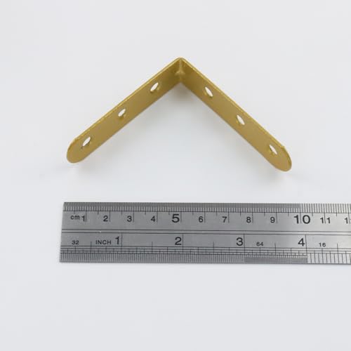 Wealrit 20 PCS L Shape Bracket Corner Braces Gold Right Angle Brackets, Wood Furniture Fastener with Screws for Cabinet Chair Drawer Length- 2.63" - size: 2.63"