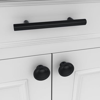10 Pack Cabinet Knobs Black Round Mushroom Hardware Cabinet Knob for Dresser Drawer Diameter 1-1/2 Inch - color: Black
