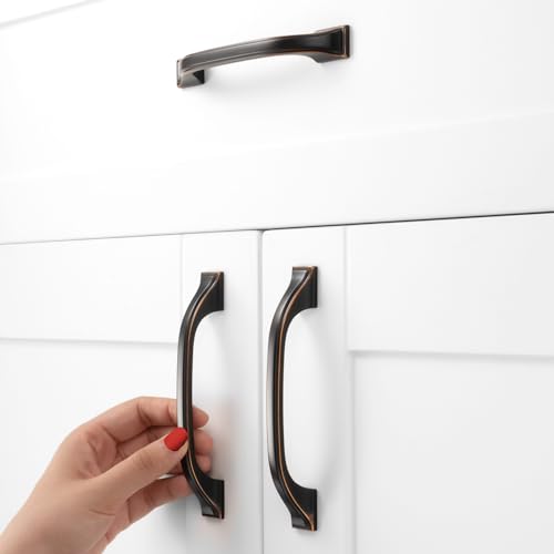 30 Pack Oil Rubbed Bronze Cabinet Pulls 3-3/4 Inch Brushed Bronze Cabinet Handles Bronze Hardware for Kitchen Cabinets 8222 Drawers Bedroom Dresser Bathroom Vanity Cupboard - color: Oil Rubbed Bronze, size: 3-3/4 Inches, style: 30 Pack Arch Pull