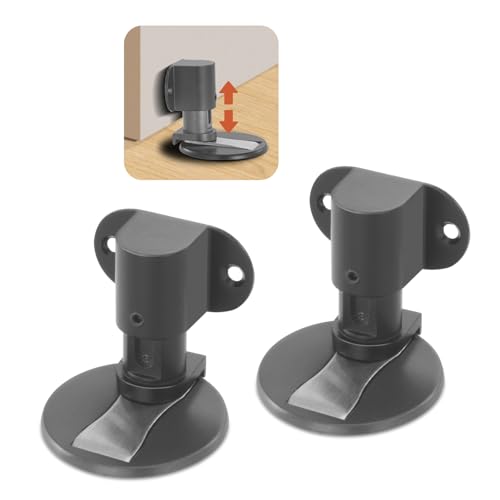 Invisible Magnetic Door Stopper, Adjustable & Floor Standing Door Stopper, No-Drill Easy Installation, Protects Wall from Damage (Gray-2 Pack) - color: Gray-2 Pack