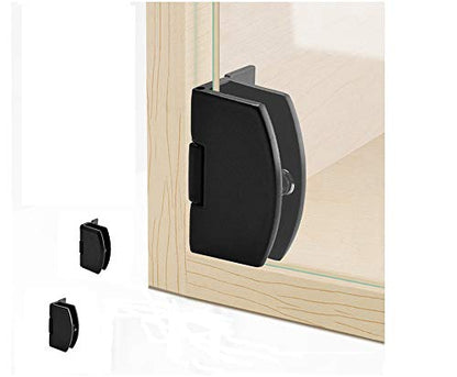 [2 Pieces] Cabinet Glass Door Hinge 90-Degree Frameless Glass Door Hinge for 5-7mm (Black) - color: Black 2 Pieces