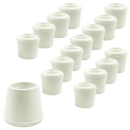 16pcs 1 Inch Round Chair Leg Tips Caps, Non-Slip Rubber Chair Leg Floor Protectors, White Furniture Leg Caps Fit for 0.94"-1" (24-25mm) Diameter Round Feet - size: 1 Inch-White